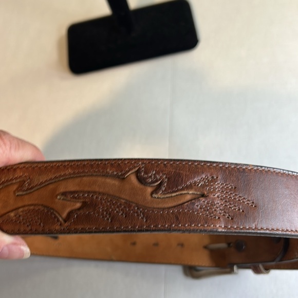 JUSTIN CLASSIC MENS BROWN WESTERN 166BO LEATHER BELT MADE IN USA SZ 34 - Picture 4 of 15